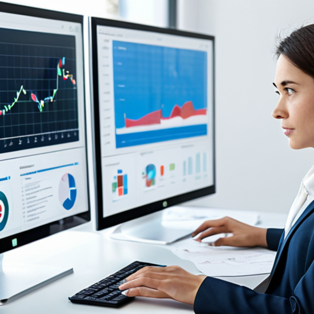 A professional woman, fully clothed in a modest business suit, is seated at a sleek modern desk in a bright, minimalist office. She is calmly interacting with multiple transparent digital screens that display abstract streams of information. One screen shows organized, clear data, while another depicts chaotic, unfiltered data, symbolizing information overload and the curation process. The overall atmosphere conveys clarity and control over complex information. Perfect anatomy, correct proportions, natural pose, well-formed hands, proper finger count, natural body proportions. Professional photography, high quality, studio lighting. safe for work, appropriate content, fully clothed, professional.