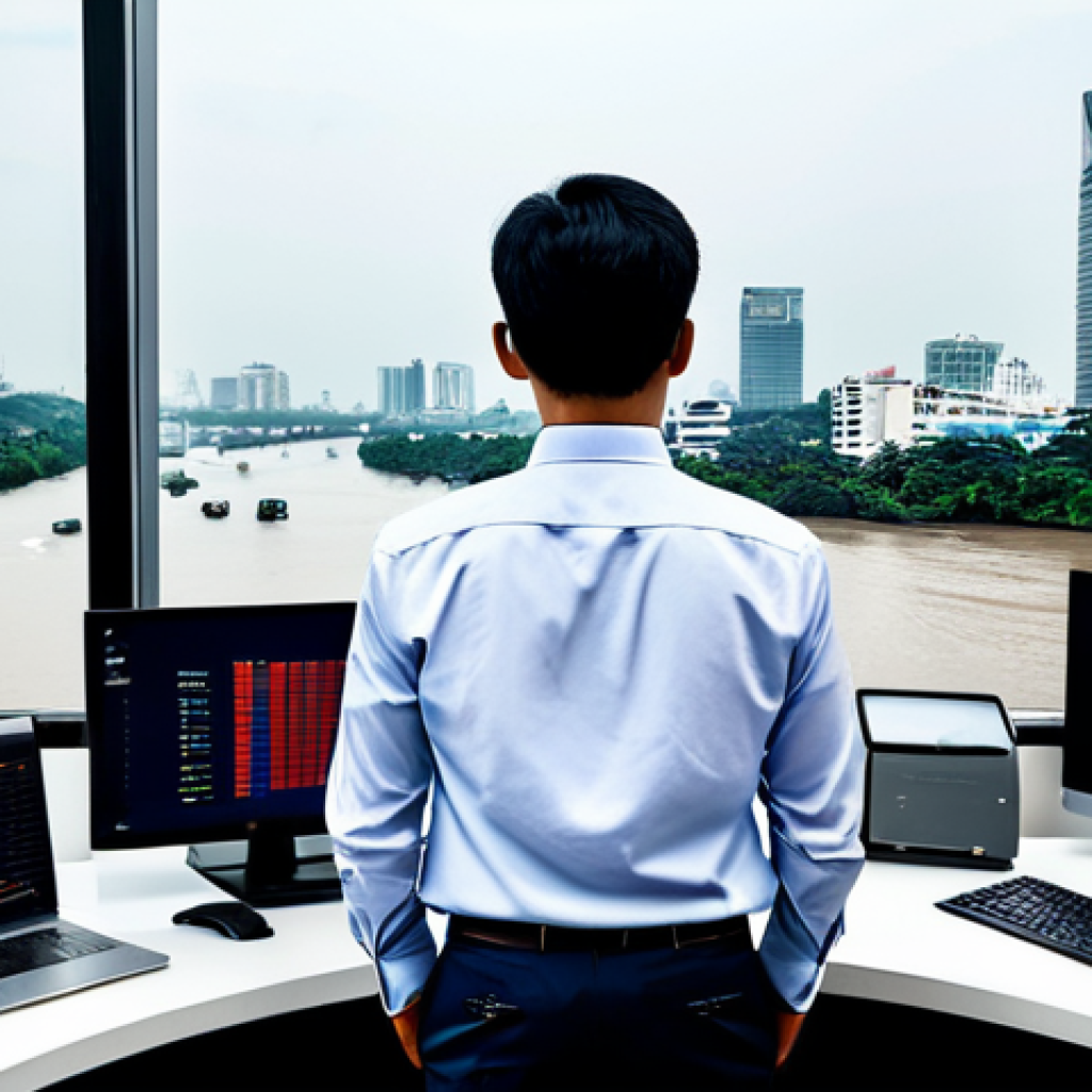 **
"A professional data analyst in a modern Bangkok office, fully clothed in modest business attire, working on a computer displaying a data visualization of Thai social media trends. Background includes the Chao Phraya River visible through the window. Safe for work, appropriate content, perfect anatomy, natural proportions, well-formed hands, professional."
**